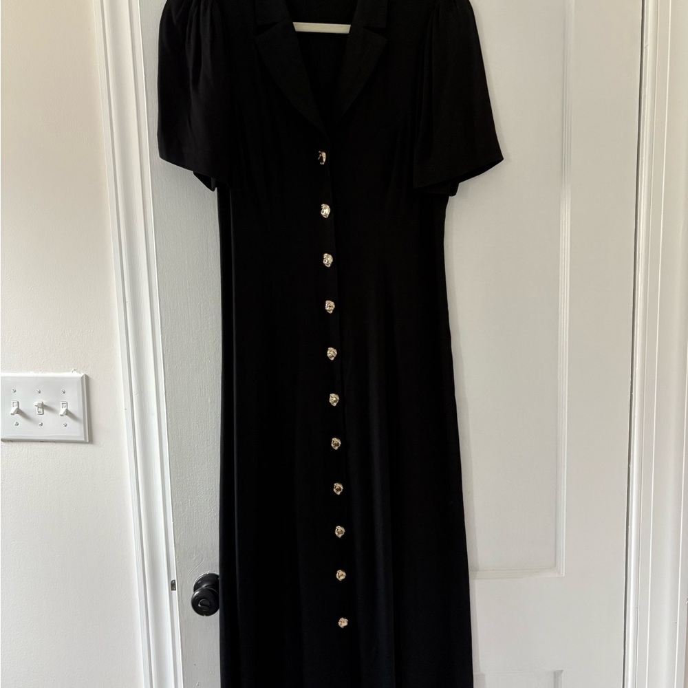 Reformation Black Puff Sleeve Maxi Sundress